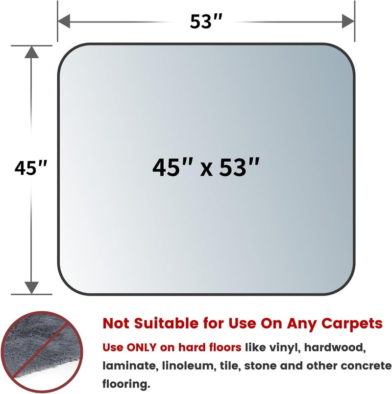 Yecaye Office Chair Mat for Hardwood Floor, Clear Computer Desk Chair Mat, PVC Heavy Duty Floor Protector for Rolling Chairs, Can't be Used on Carpet(Transparent, 45" x 53") - Image 2